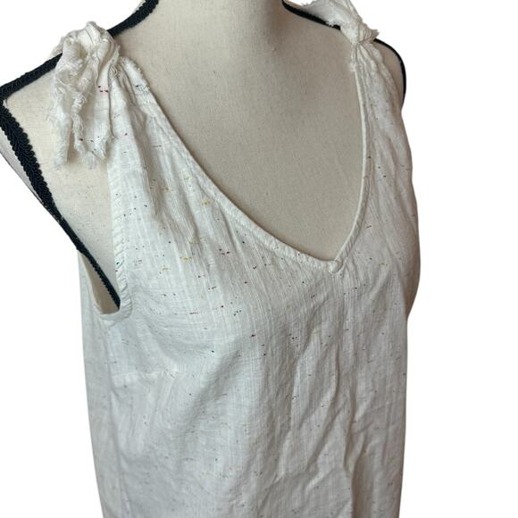 Denim by Ellison Cotton Top White Colorful Splatter Women's Medium Shoulder Knot - Picture 3 of 5